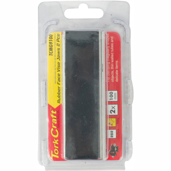 Image of a Tork Craft Vice Jaws Magnetic Aluminium 100mm X 32mm 2pc Rubber Face