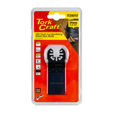 Image of a Tork Craft Quick Change Flush Cut Wood Saw Blade 34mm(1-5/16')14TPI CRV