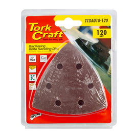 Image of a Tork Craft Oscillating Sandpaper A/O 93mm 10pc Delta Shape 120 Grit