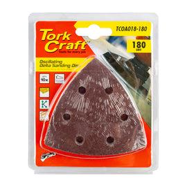 Image of a Tork Craft Oscillating Sandpaper A/O 93mm 10pc Delta Shape 180 Grit