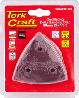 Image of a Tork Craft Oscillating Sandpaper A/O 80mm 10pc Delta Shape 120 Grit