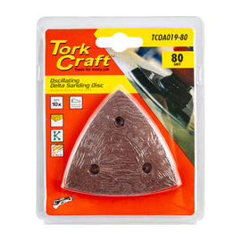 Image of a Tork Craft Oscillating Sandpaper A/O 80mm 10pc Delta Shape 80 Grit