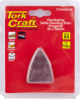 Image of a Tork Craft Oscillating Sandpaper A/O 35x50mm 10pc Fingertip 80 Grit