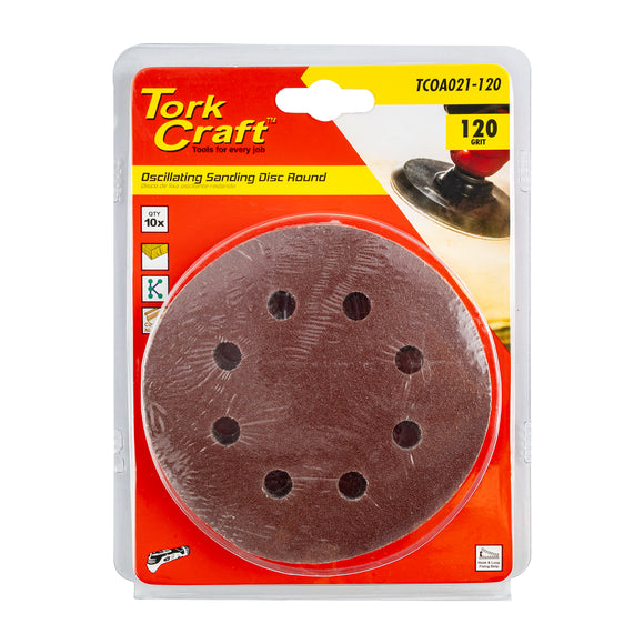Image of a Tork Craft Oscillating Sandpaper A/O 115mm 10pc Round 120 Grit