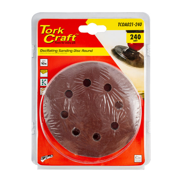 Image of a Tork Craft Oscillating Sandpaper A/O 115mm 10pc Round 240 Grit