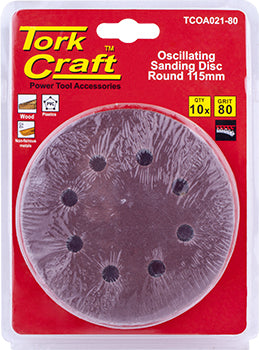 Image of a Tork Craft Oscillating Sandpaper A/O 115mm 10pc Round 80 Grit
