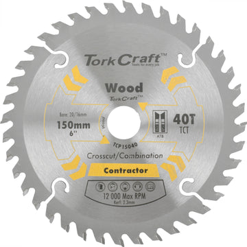 Image of a Tork Craft Blade Contractor 150 X 40t 20/16 Circular Saw TCT