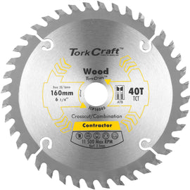 Image of a Tork Craft Blade Contractor 160 X 40t 20/16 Circular Saw TCT