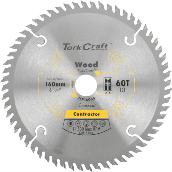 Image of a Tork Craft Blade Contractor 160 X 60t 20/16 Circular Saw TCT