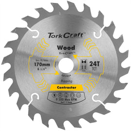 Image of a Tork Craft Blade Contractor 170 X 24t 20/16 Circular Saw TCT