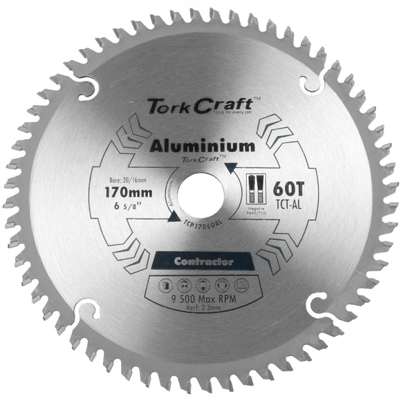 Image of a Tork Craft Blade Contractor Alum 170 X 60t 20/16 Circular Saw TCT