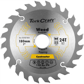Image of a Tork Craft Blade Contractor 180 X 24t 30/20/16 Circular Saw TCT