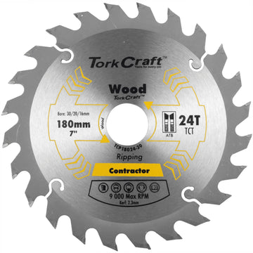 Image of a Tork Craft Blade Contractor 180 X 24t 30/20/16 Circular Saw TCT