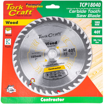 Image of a Tork Craft Blade Contractor 180 X 40t 20/16 Circular Saw TCT