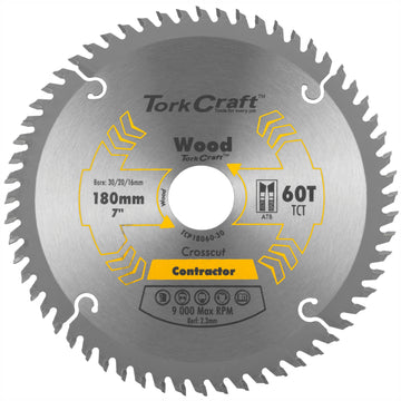Image of a Tork Craft Blade Contractor 180 X 60t 30/20/16 Circular Saw TCT