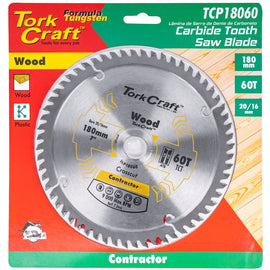 Image of a Tork Craft Blade Contractor 180 X 60t 20/16 Circular Saw TCT