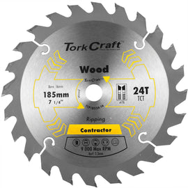 Image of a Tork Craft Blade Contractor 185 X 24t 16mm Circular Saw TCT