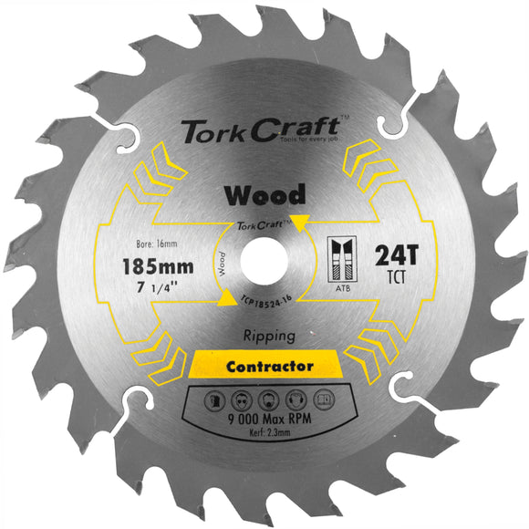 Image of a Tork Craft Blade Contractor 185 X 24t 16mm Circular Saw TCT