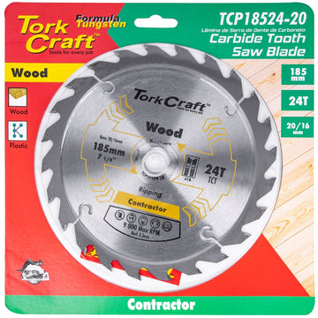 Image of a Tork Craft Blade Contractor 185 X 24t 20-16mm Circular Saw TCT