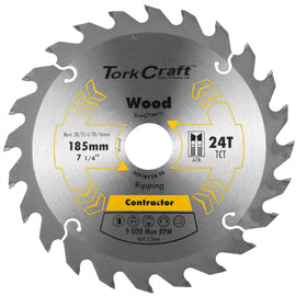 Image of a Tork Craft Blade Contractor 185 X 24t 30/20/16/1 Circular Saw TCT