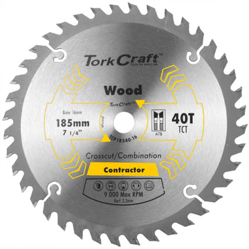 Image of a Tork Craft Blade Contractor 185 X 40t 16mm Circular Saw TCT