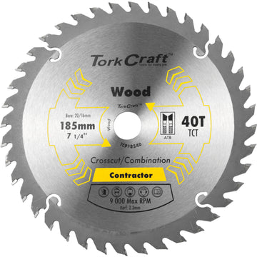 Image of a Tork Craft Blade Contractor 185 X 40t 20/16 Circular Saw TCT
