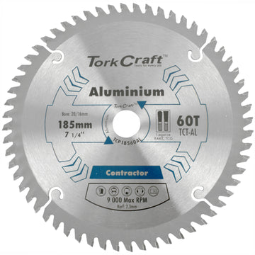 Image of a Tork Craft Blade Contractor Alum 185 X 60t 20/16 Circular Saw TCT