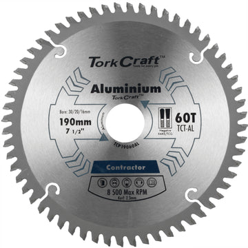 Image of a Tork Craft Blade Contractor Alum 190 X 60t 30/20/16 Circular Saw TCT
