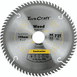 Image of a Tork Craft Blade Contractor 190 X 72t 30/20/ Circular Saw TCT