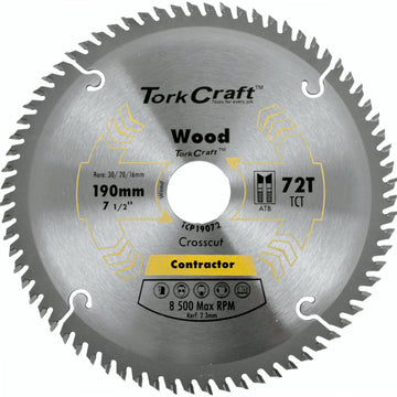 Image of a Tork Craft Blade Contractor 190 X 72t 30/20/ Circular Saw TCT