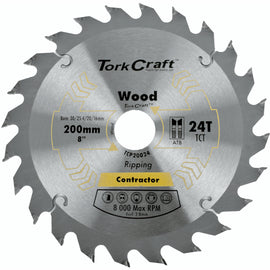 Image of a Tork Craft Contractor TCT Circular Saw Blade 200 mm × 24T × 30/1/20/16 mm