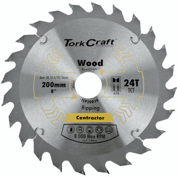Image of a Tork Craft Contractor TCT Circular Saw Blade 200 mm × 24T × 30/1/20/16 mm
