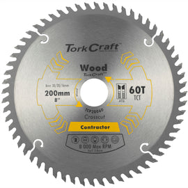 Image of a Tork Craft Blade Contractor 200 X 60t 30/20/16 Circular Saw TCT