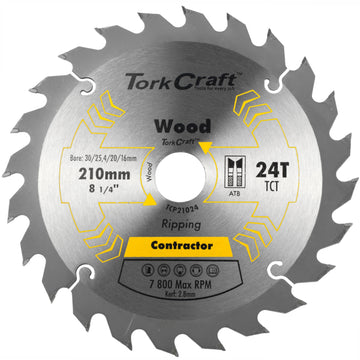Image of a Tork Craft Blade Contractor 210 X 24t 30/1/20/16 Circular Saw TCT