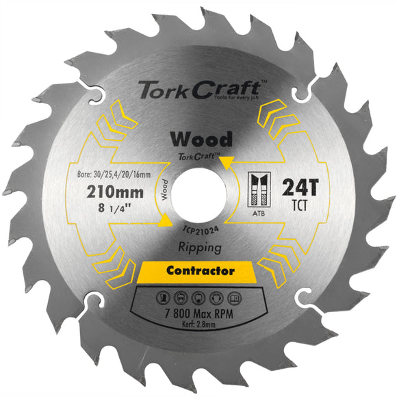 Image of a Tork Craft Blade Contractor 210 X 24t 30/1/20/16 Circular Saw TCT