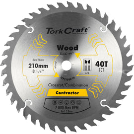 Image of a Tork Craft Blade Contractor 210 X 40t-16mm Circular Saw TCT