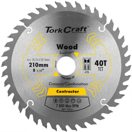 Image of a Tork Craft Blade Contractor 210 X 40t 30-1-20-16 Circular Saw TCT