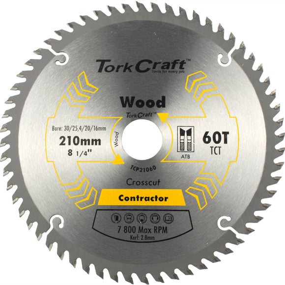 Image of a Tork Craft Blade Contractor 210 X 60t 30-1-20-16 Circular Saw TCT