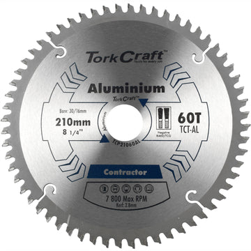 Image of a Tork Craft Blade Contactor Alum 210 X 60t 30/16 Circular Saw TCT