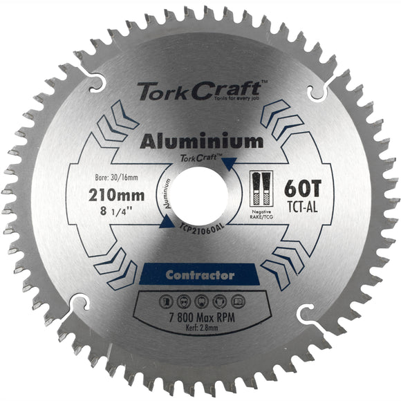 Image of a Tork Craft Blade Contactor Alum 210 X 60t 30/16 Circular Saw TCT