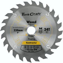 Image of a Tork Craft Blade Contractor 230x24t 30/1/2 Circular Saw TCT