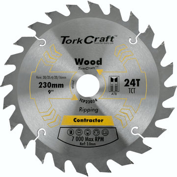 Image of a Tork Craft Blade Contractor 230x24t 30/1/2 Circular Saw TCT