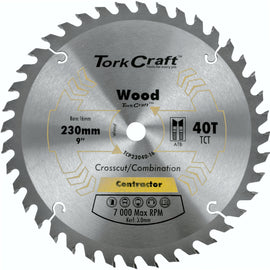 Image of a Tork Craft Blade Contractor 230 X40t 16mm Circular Saw TCT
