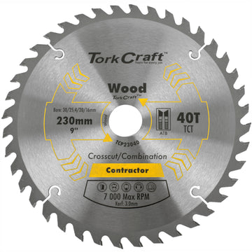 Image of a Tork Craft Blade Contractor 230 X 40t 30/1/20/16 Circular Saw TCT