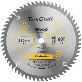 Image of a Tork Craft Blade Contractor 230 X 60t 16mm Circular Saw TCT