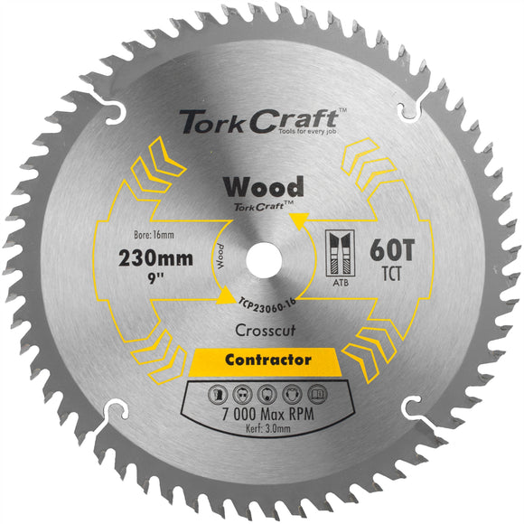 Image of a Tork Craft Blade Contractor 230 X 60t 16mm Circular Saw TCT