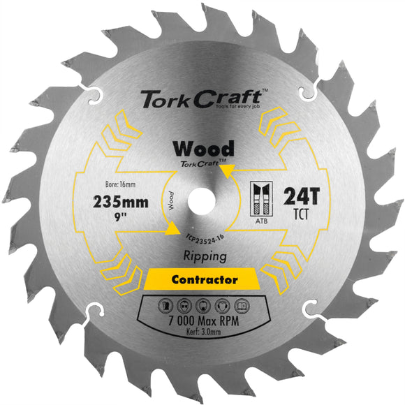 Image of a Tork Craft Blade Contractor 235 X 24t 16mm Circular Saw TCT