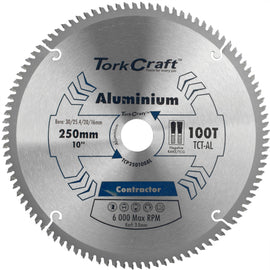 Image of a Tork Craft Blade Contractor Alum 250 X 100t 30/1/20/16 Circular Saw TCT