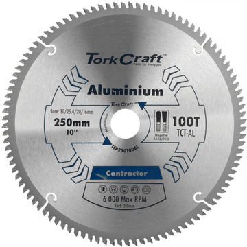 Image of a Tork Craft Blade Contractor Alum 250 X 100t 30/1/20/16 Circular Saw TCT