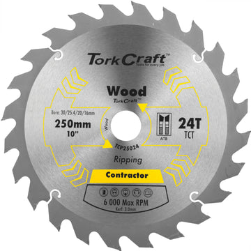 Image of a Tork Craft Blade Contractor 250 X 24t 30/16 Circular Saw TCT